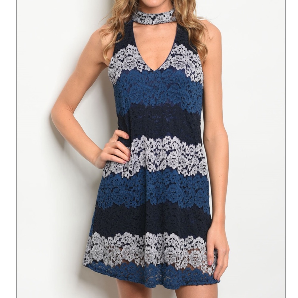 Choker Neckline Skater Dress - Picture 2 of 7